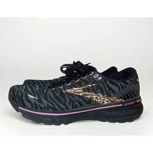 BROOKS Women's SIZE 8 Ghost 15 Black Run Wild Animal Leopard Running Shoes